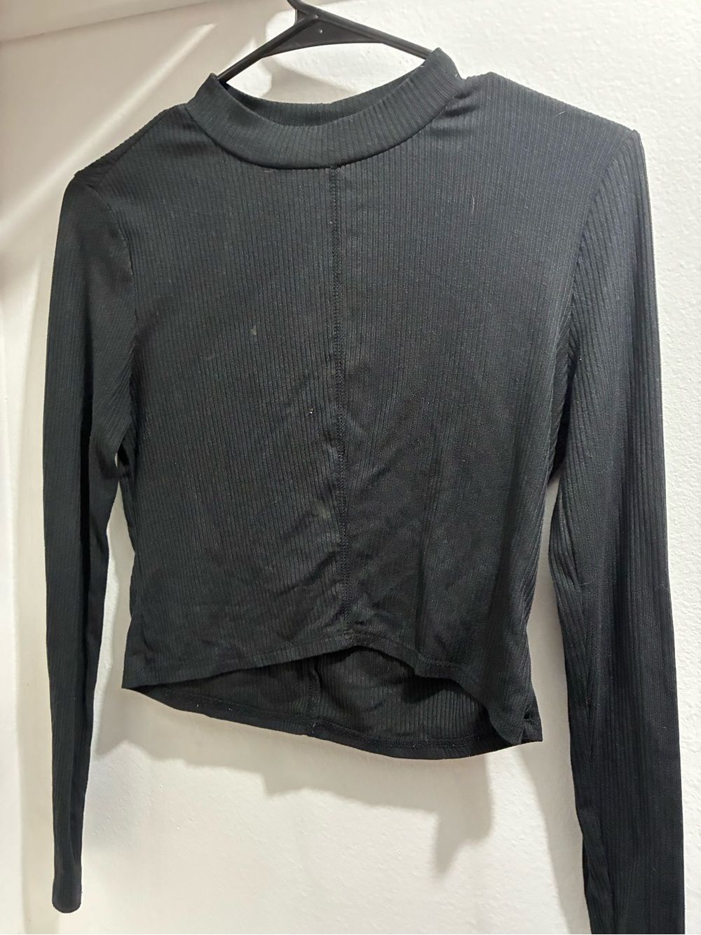 Derek Heart Black Ribbed Mock Neck Top